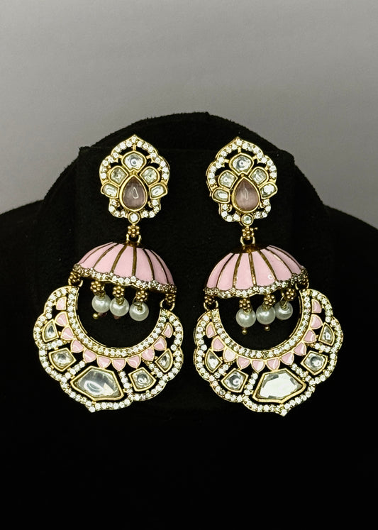 Meenakari Jhumka with Pearl Drops