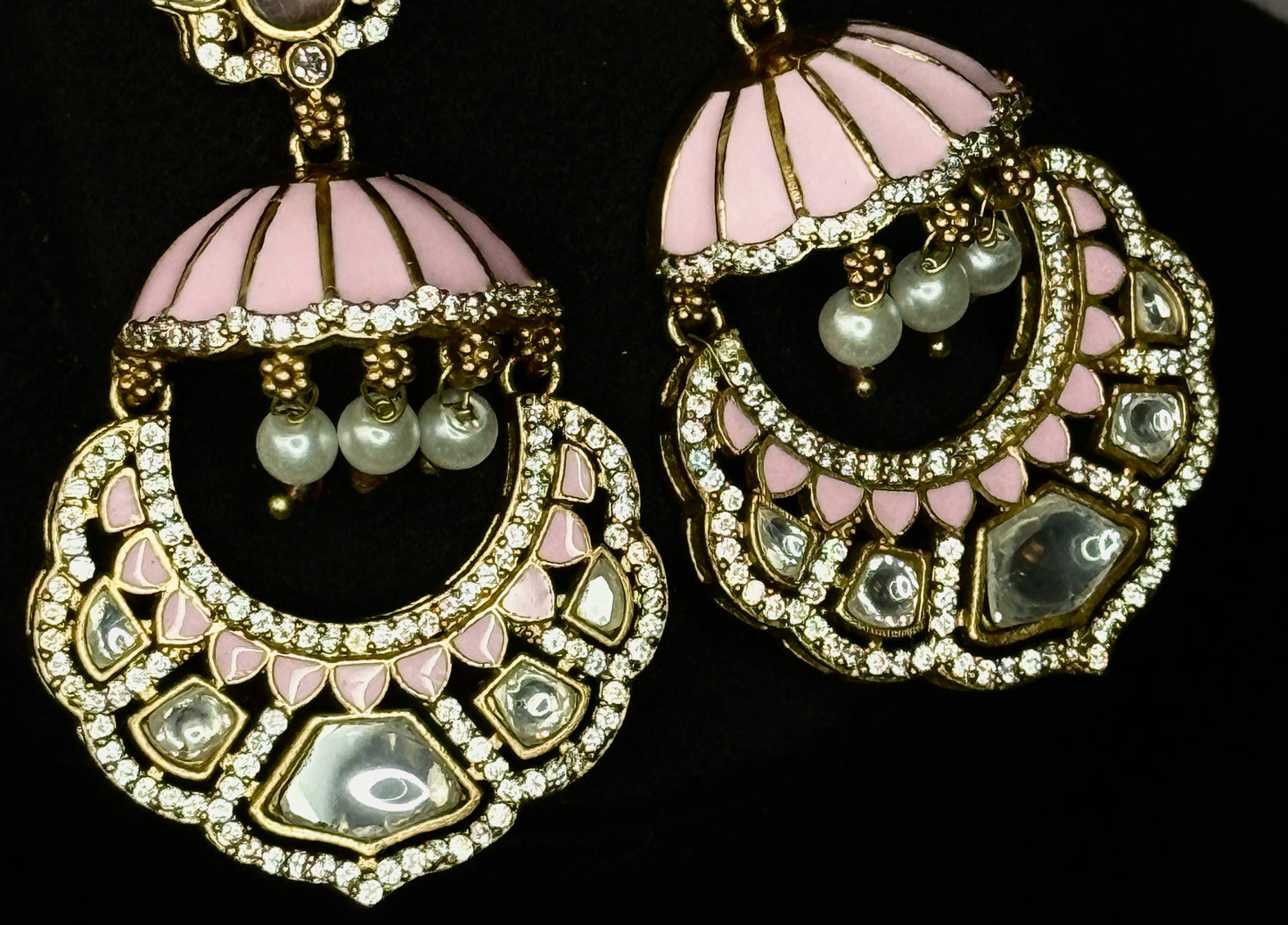 Meenakari Jhumka with Pearl Drops