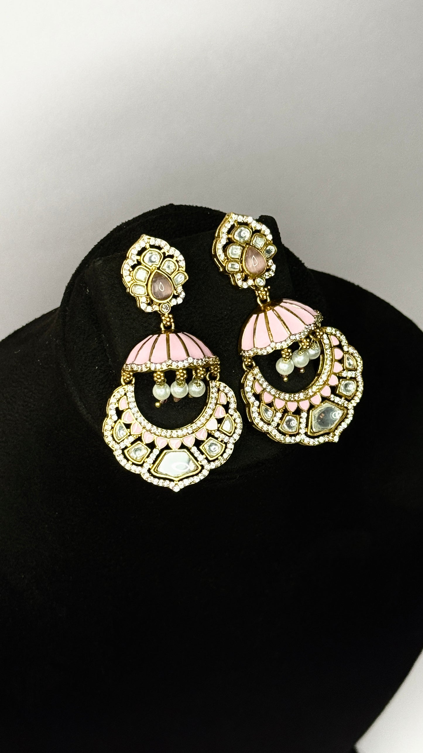 Meenakari Jhumka with Pearl Drops