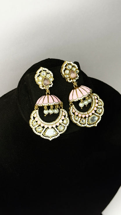 Meenakari Jhumka with Pearl Drops